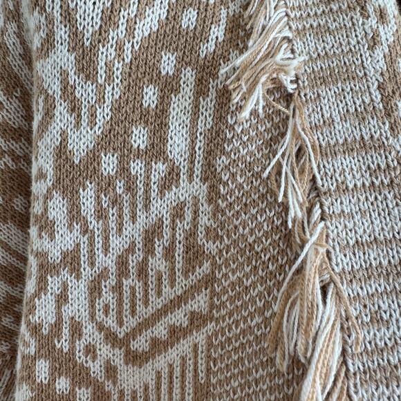 Lucky Brand Fringe Boho Western Shawl Collar Jacquard Knit Cardigan NWT XS - Picture 7 of 12
